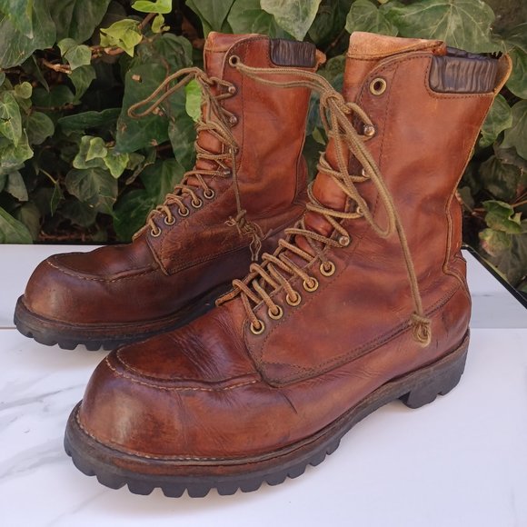 Rare Vintage Danner 1362 Moc Toe Combat Style Boots Men's Size 10 D Brown - Picture 3 of 11